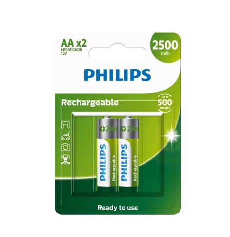 PILAS RECARGABLES AA 2500 | BLISTER X 2