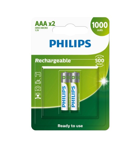 PILAS RECARGABLES AAA 1000 | BLISTER X 2