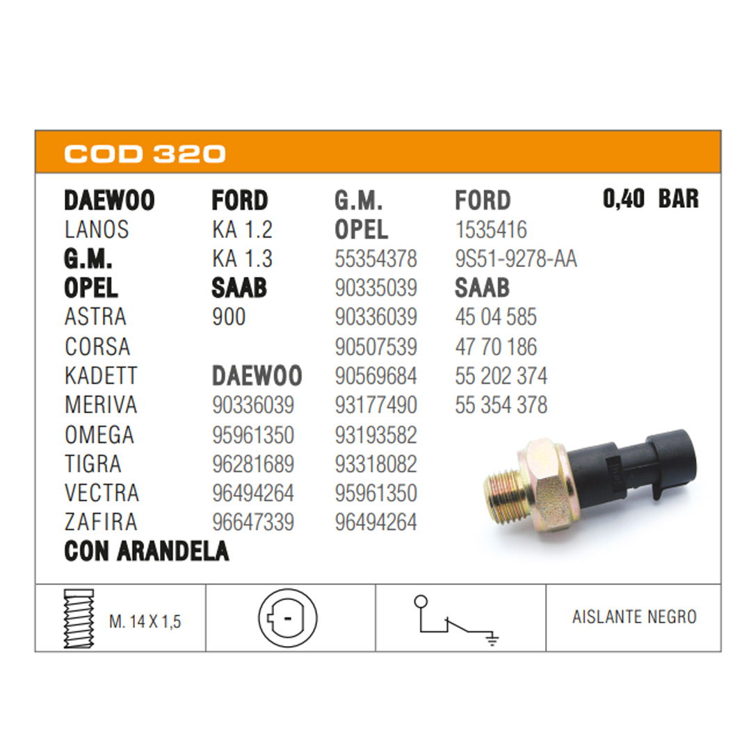 INTERRUPTOR DE PRESION DE ACEITE DAEWOO / FORD 