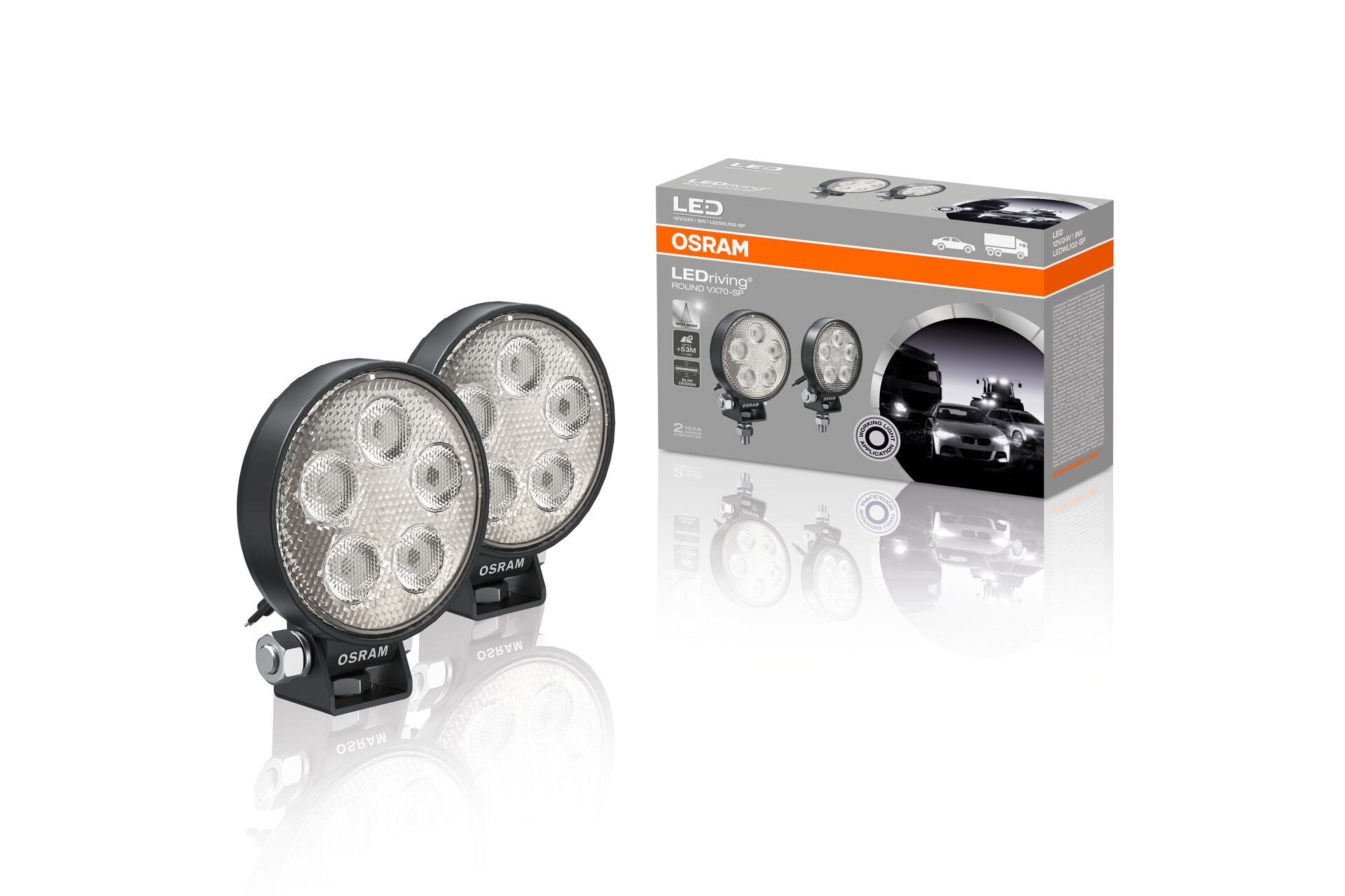 LEDWL102-SP JUEGO FAROS CON LEDS REDONDO 75 MM Ø (ROUND) 5 LED CON HAZ DE LUZ CONCENTRADO