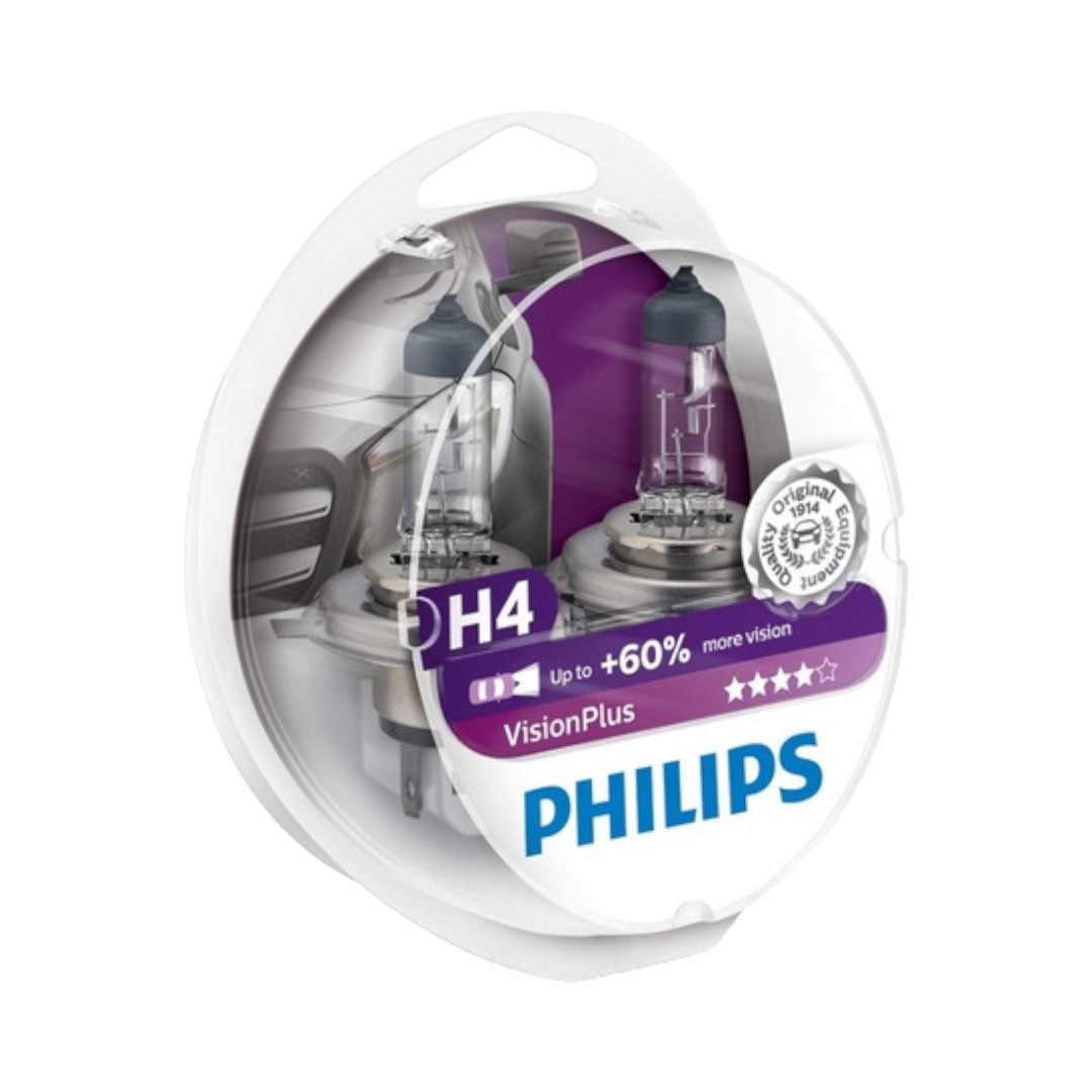 (*D*) JUEGO DE LAMPARAS HALOGENA VISION PLUS H4 12342 VP 12V 60/55W P43T-38 +60% LUZ